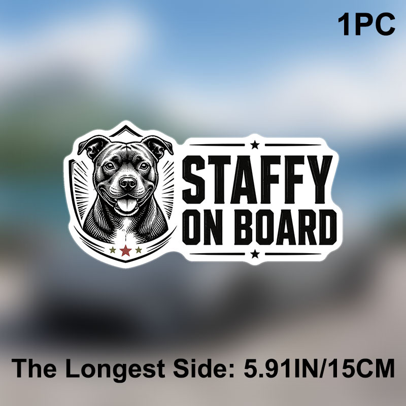 TEMU 5.91-inch Staffordshire Terrier On Board Car Sticker Vintage Monochrome Dog Portrait Waterproof Durable Decorative Vehicle Window Decal Gift For