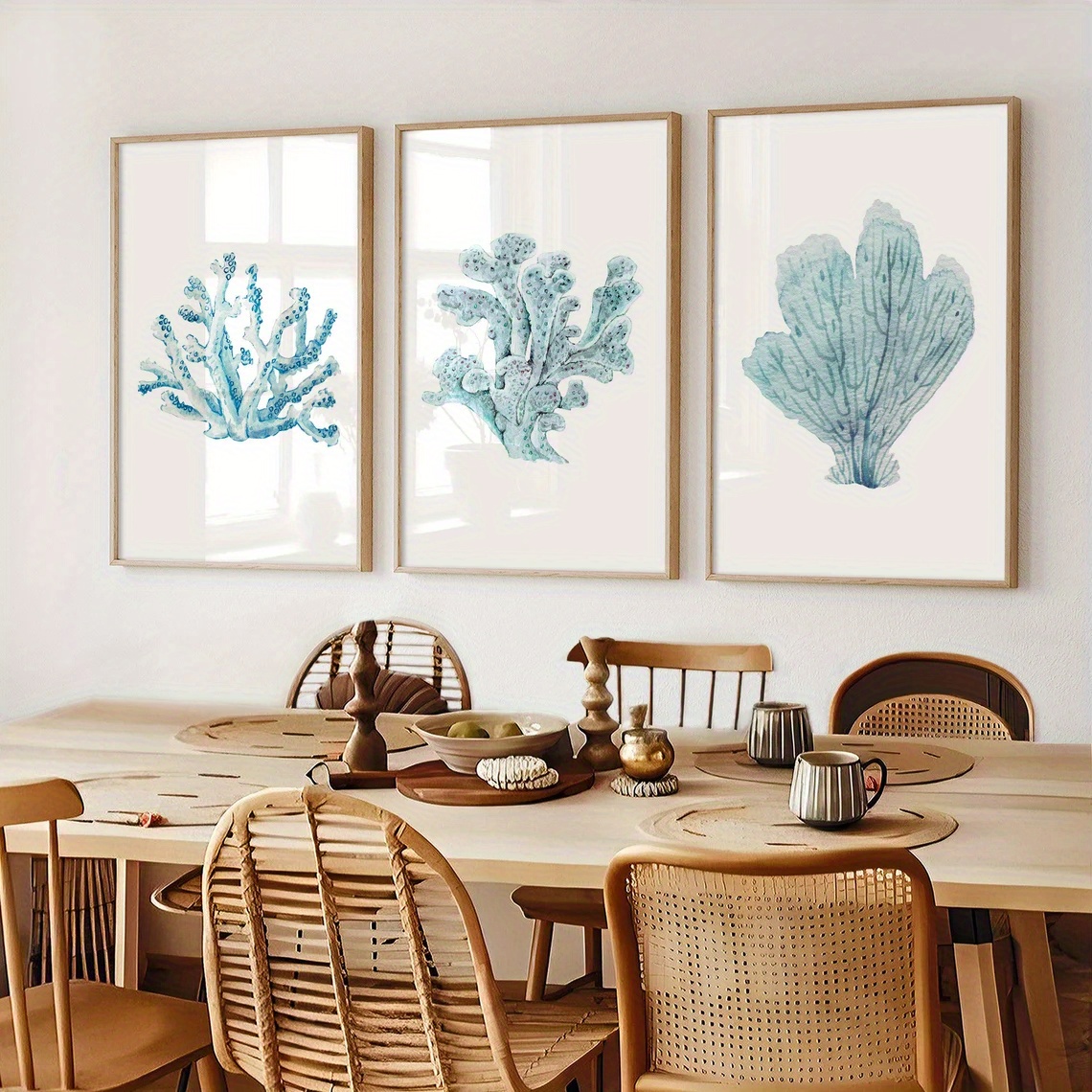 TEMU Juego de 3 piezas, mural, póster vintage, impresión de de , pintura en azul , decoración para sala o dormitorio, diseño estético, regalo para ,