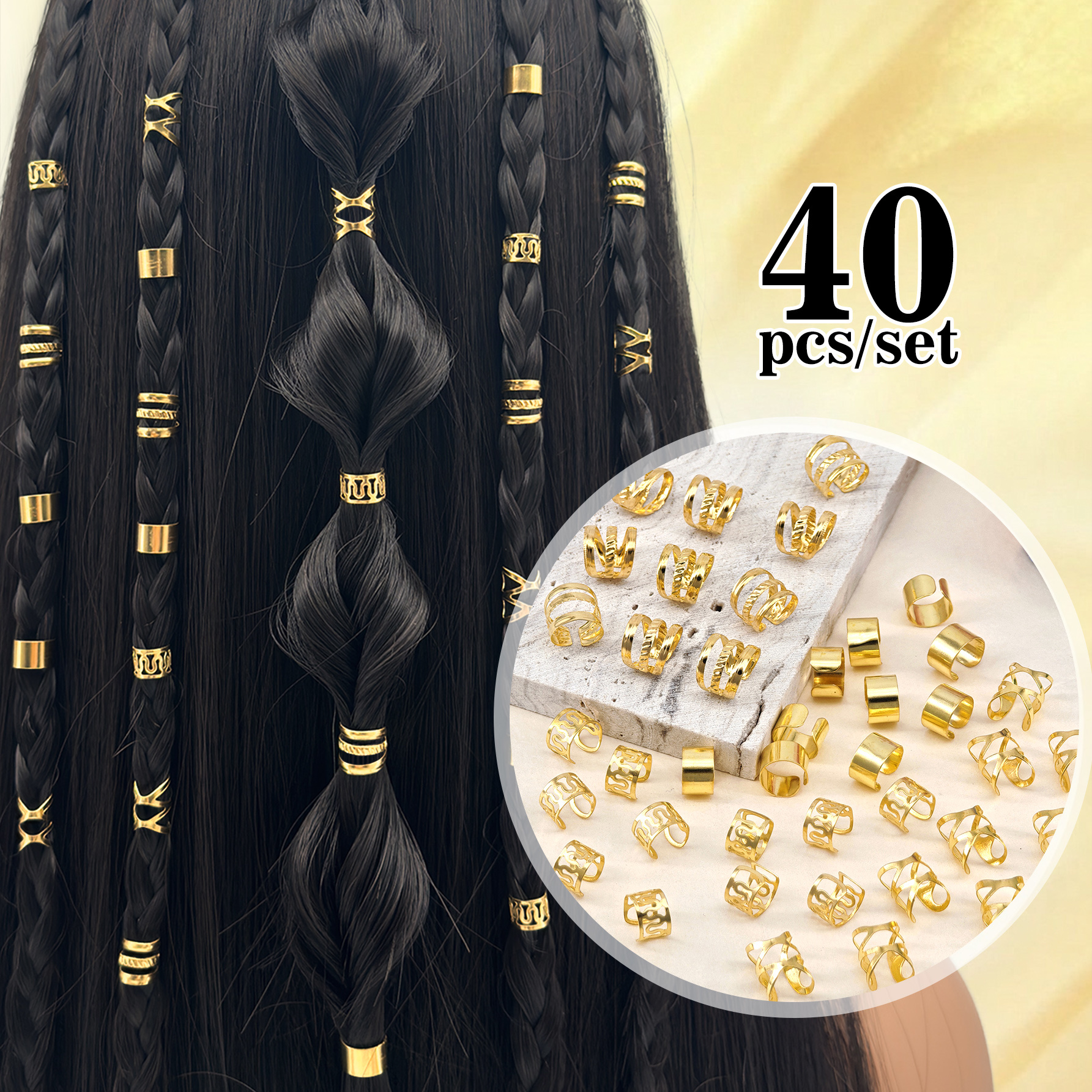 Serre-cheveux Réglable Pour Tresses Lot De 15 Bijoux Dorés Pour
