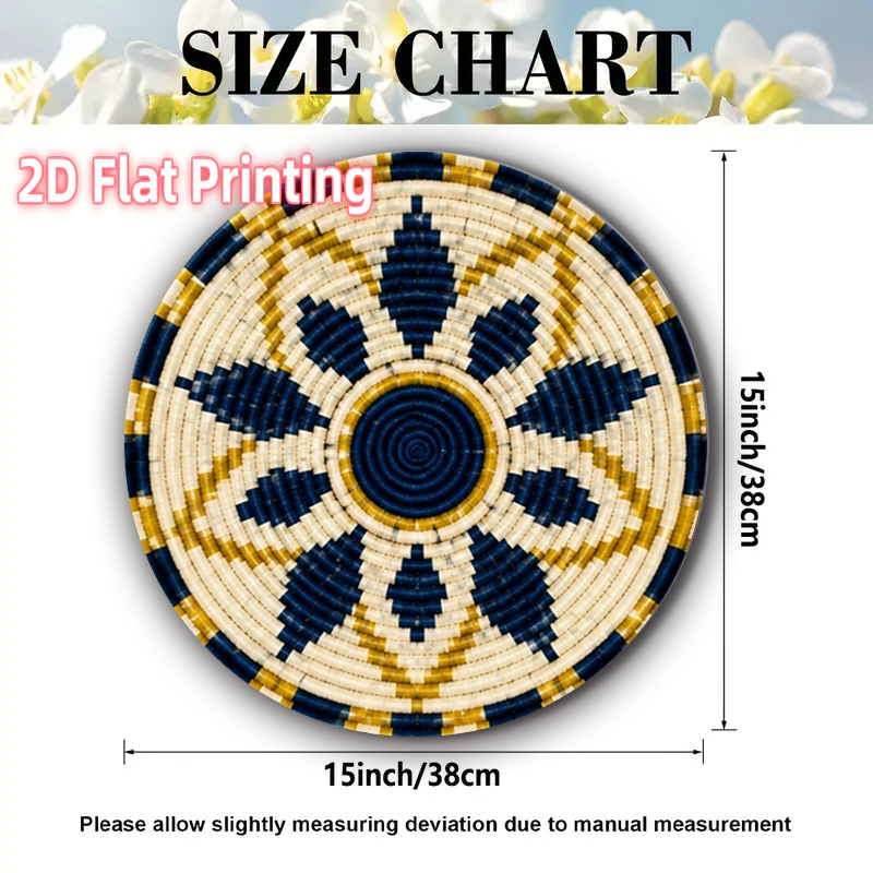TEMU 4pcs Blue & Yellow Placemats Suitable For Parties, Round Table Protectors With Bowl, Hand Washable Table Suitable For Home, Indoor/outdoor Use,