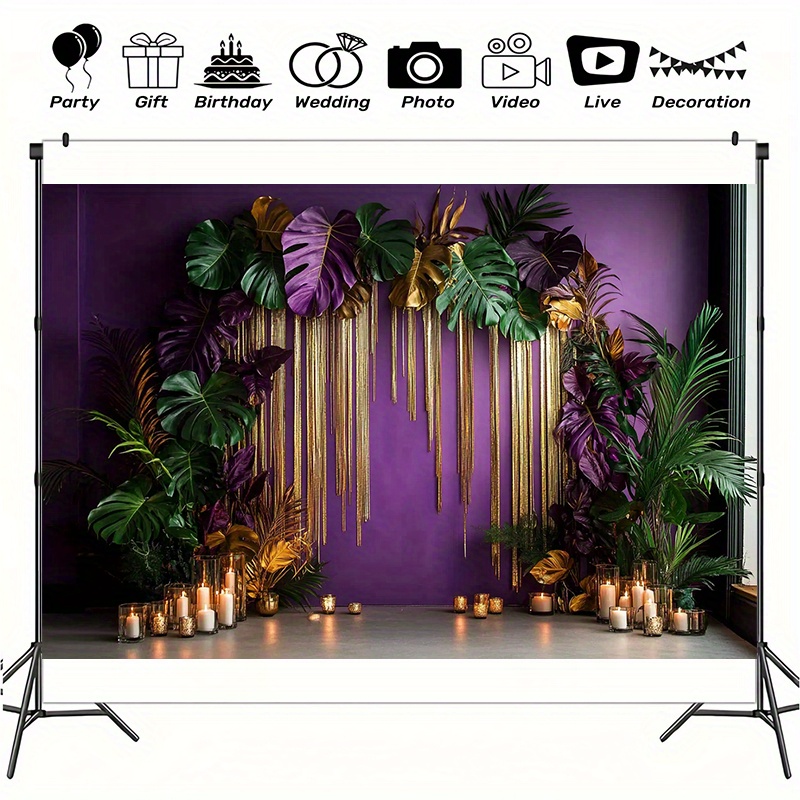 

1pc Mardi Gras Polyester Backdrop Banner - , Large Size Photographic Cloth, 100% Polyester, No Electricity Needed, Featherless, For Indoor & Outdoor Decor, , Live Streaming Events