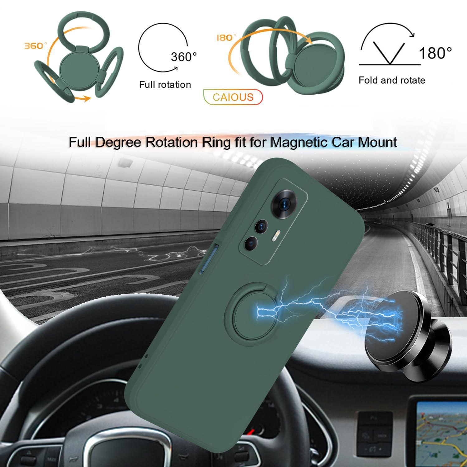 Xiaomi 12T Pro Hülle Mit Magnet-Ringhalter: Drehbarer Kickstand, 360°-Ständerfunktion, Weiches Silikon – In Weiß Und Schwarz