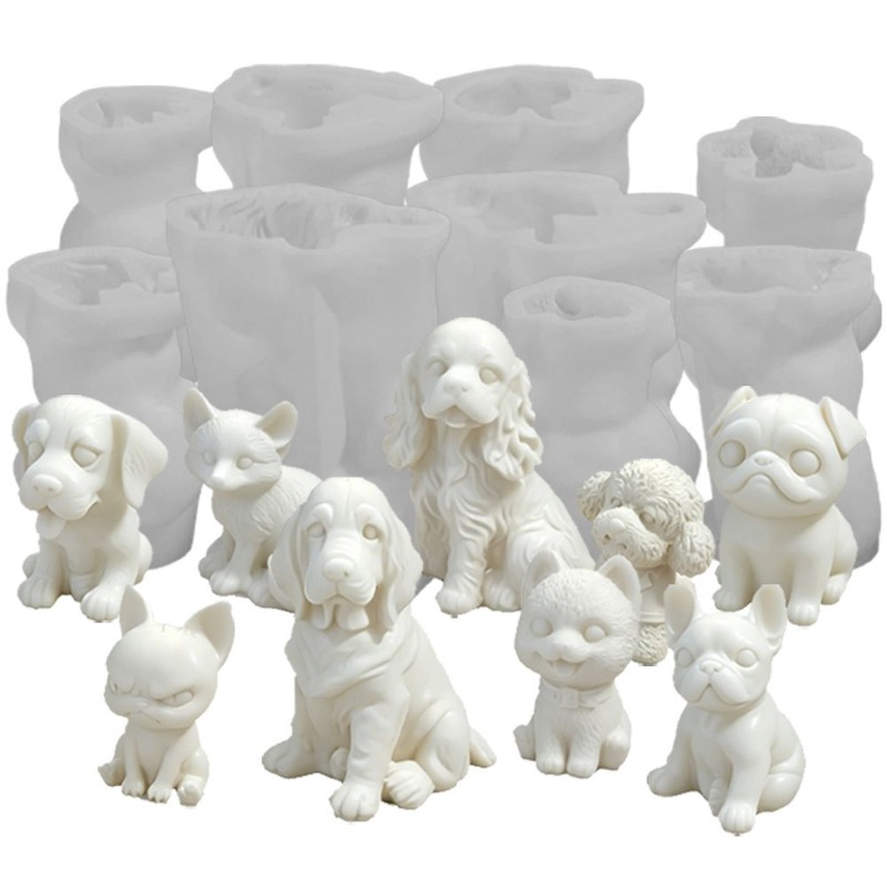 TEMU Resin Mold 9pcs 3d Pet Animal Silicone Mold, Cute Puppy & Kitten Epoxy Casting Mould, Candle Making Mold For Valentine's Day, Christmas,