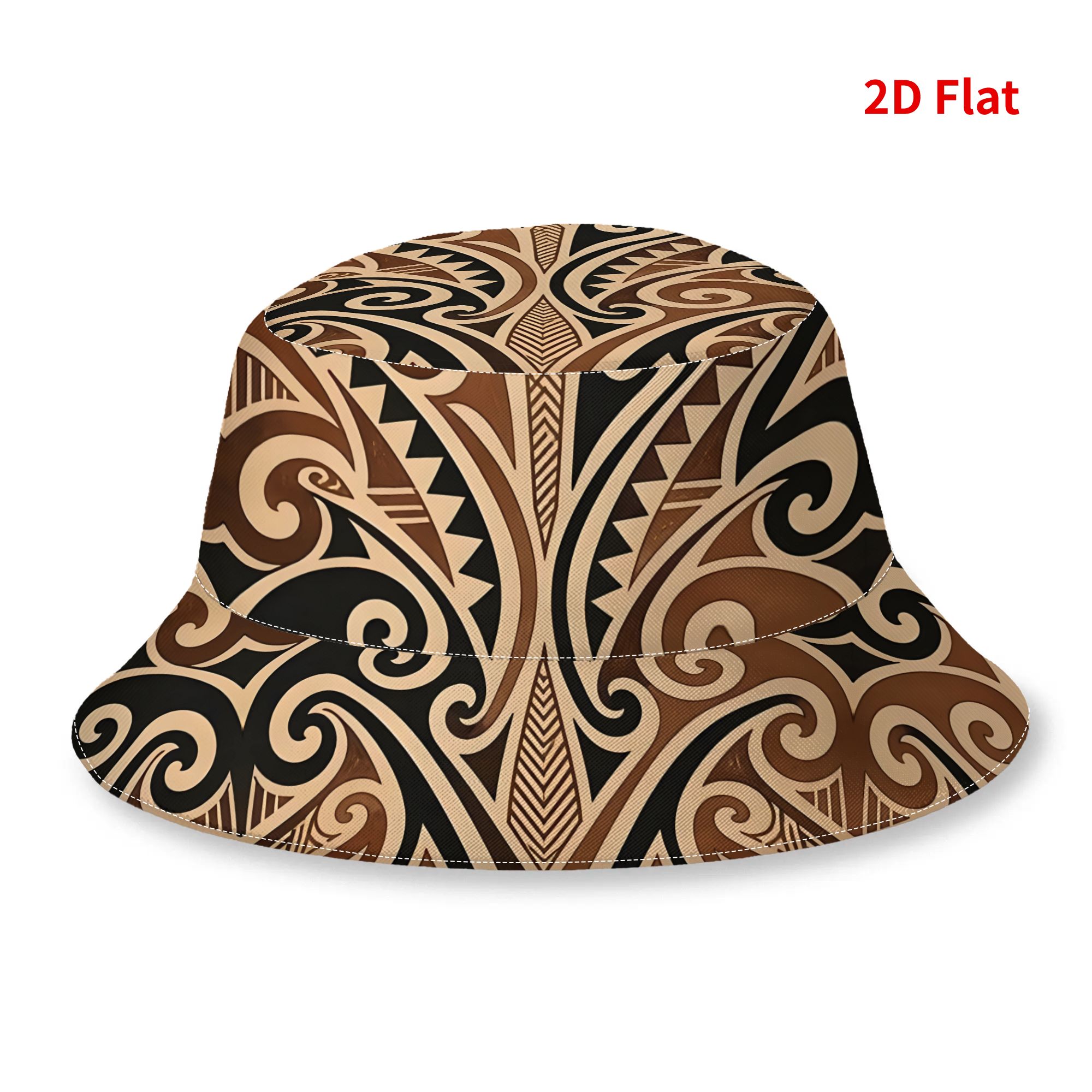 TEMU 2d Print Design Maori Paua Koru Flower Print Pattern Buckethat Unisex Headwear Outdoor Activities Casual Hat For Daily Headwear