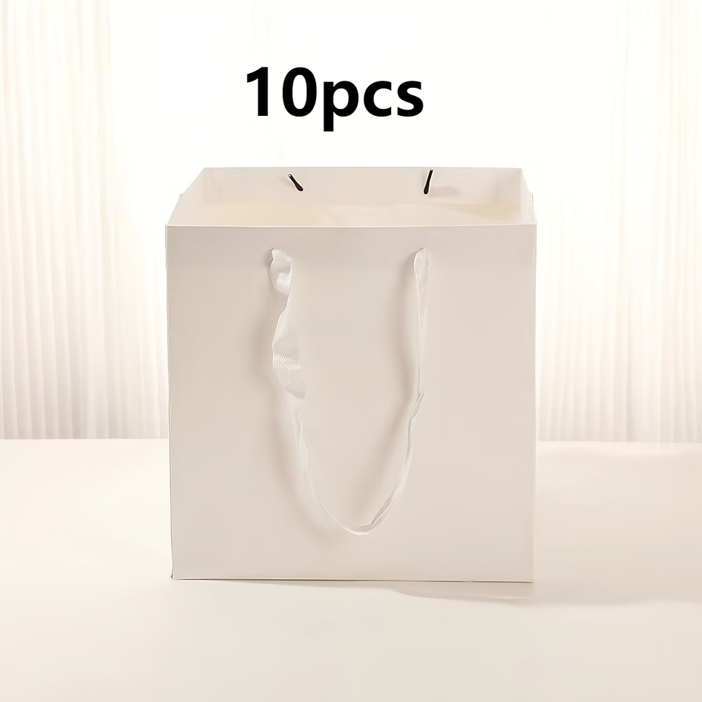 E-shop Geschenk für Sie/Ihn 10 Stück Quadratische Weiße Blumenstrauß Tragetasche, Geeignet für Blumensträuße, Topfpflanzen, Kleidung, Geschenke,