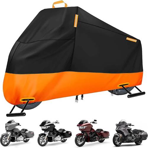 motorcycle hood waterproof outdoor 300d heavy duty motorcycle hood for harley davidson cvo road street glide protection suitable for 117 inches about 294 6cm
