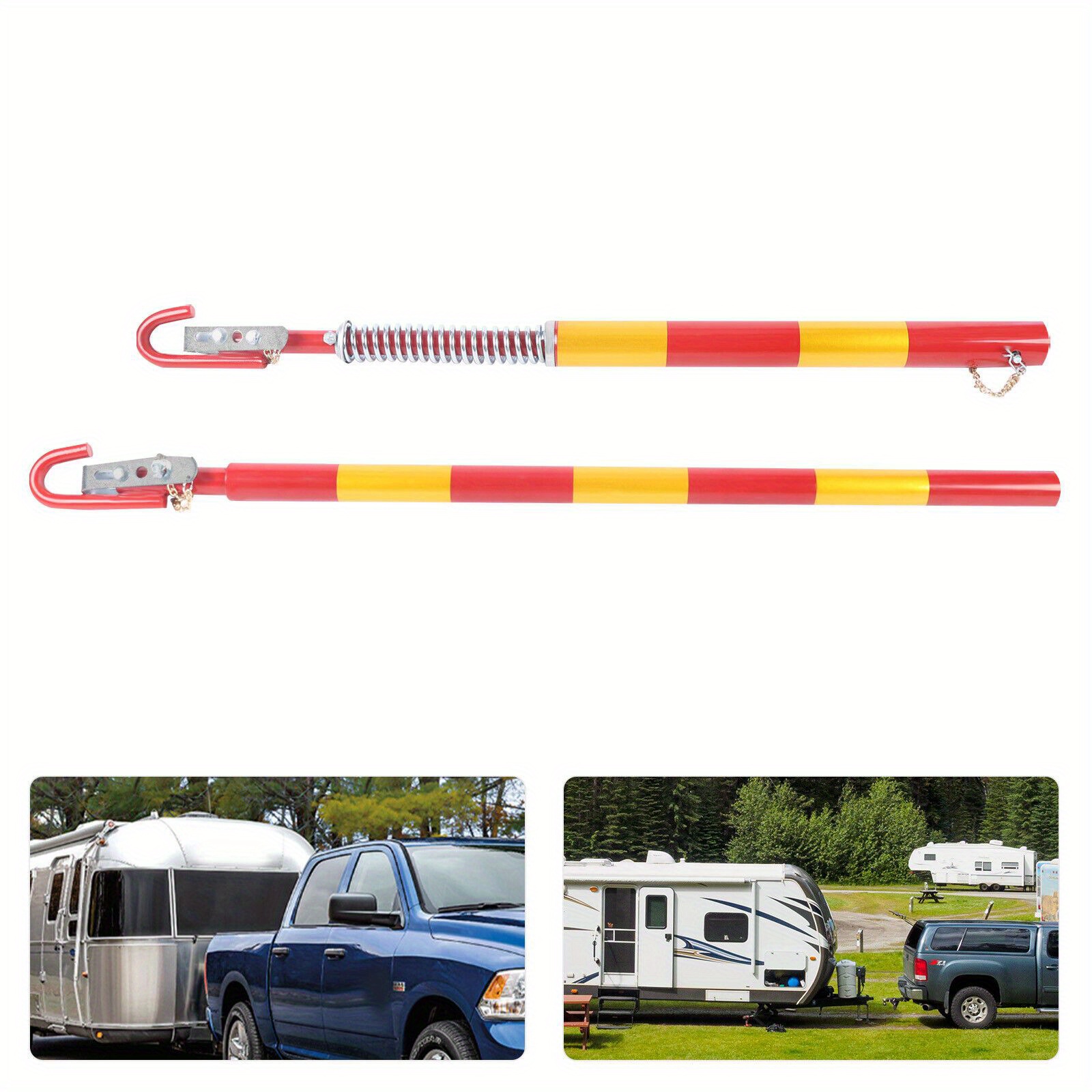 Image of 5-ton Trailer Hitch Tow Bar With Spring And Warning Colors Red Yellow For Household Vehicles, Suvs, Small Cars With High Towing Capacity And