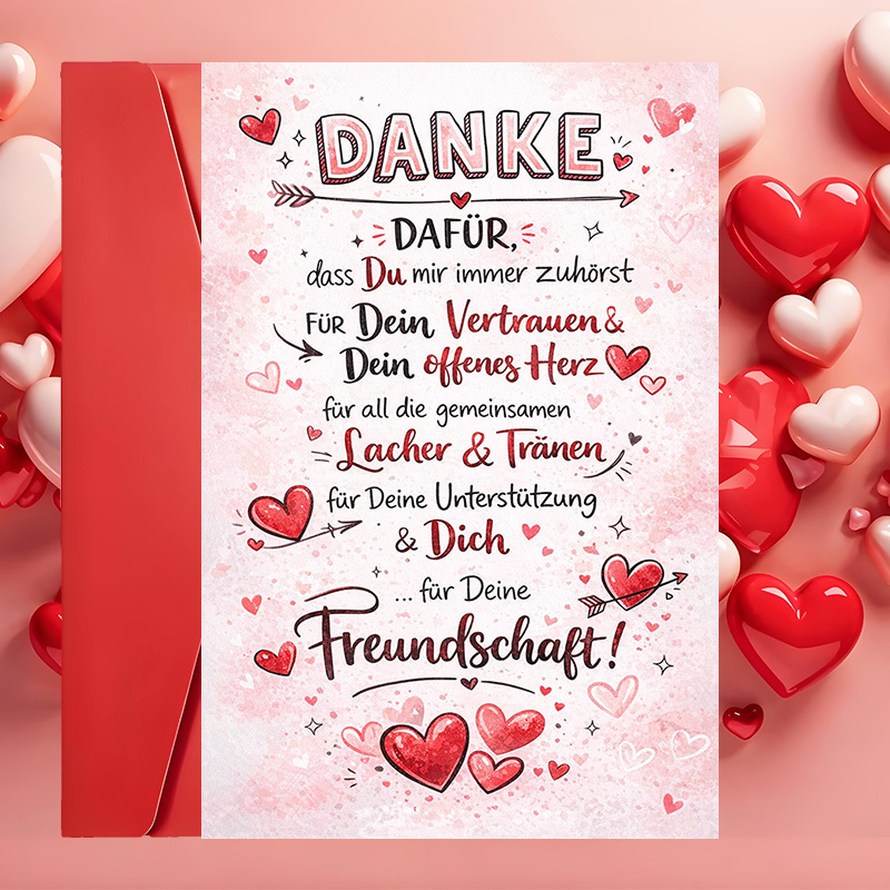 1 Greeting Card + 1 Envelopethank You Friendship Card Romantic Hearts Appreciation Greeting For Or Perfect For Expressing Gratitude And Support In Any Occasion(envelope + Card)