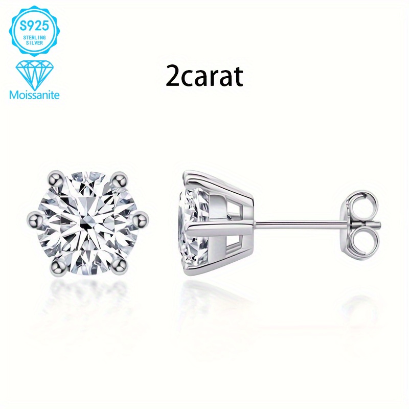   2pcs 925 sterling   womens moissanite earrings 1 carat 2 carat hypoallergenic nickel free vintage style suitable for daily party wear best gift for friends on holidays birthday gift Product details 3