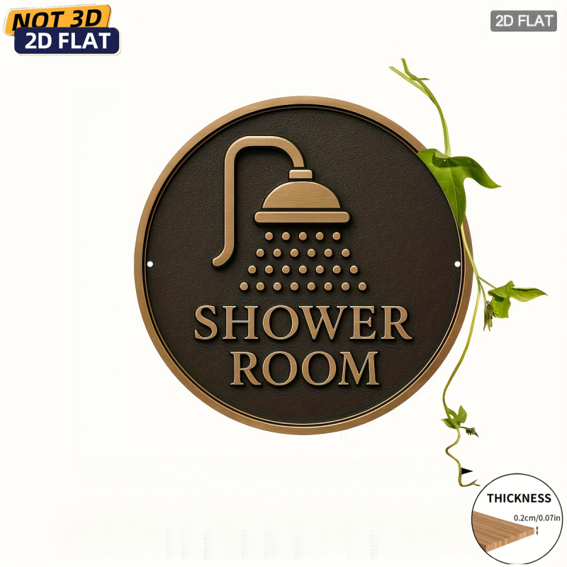 TEMU 1pc Plaque Décorative Plate 2D Pure Non-3D pour Douche - Ornement Mural Rond en Bois, Convient , la Décoration de Couronne de Porte, la