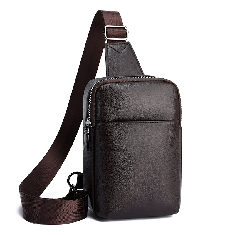 Sac Bandoulière Homme Style Cuir Sac Bandoulière Poitrine Homme PU Sac à Épaule Unique