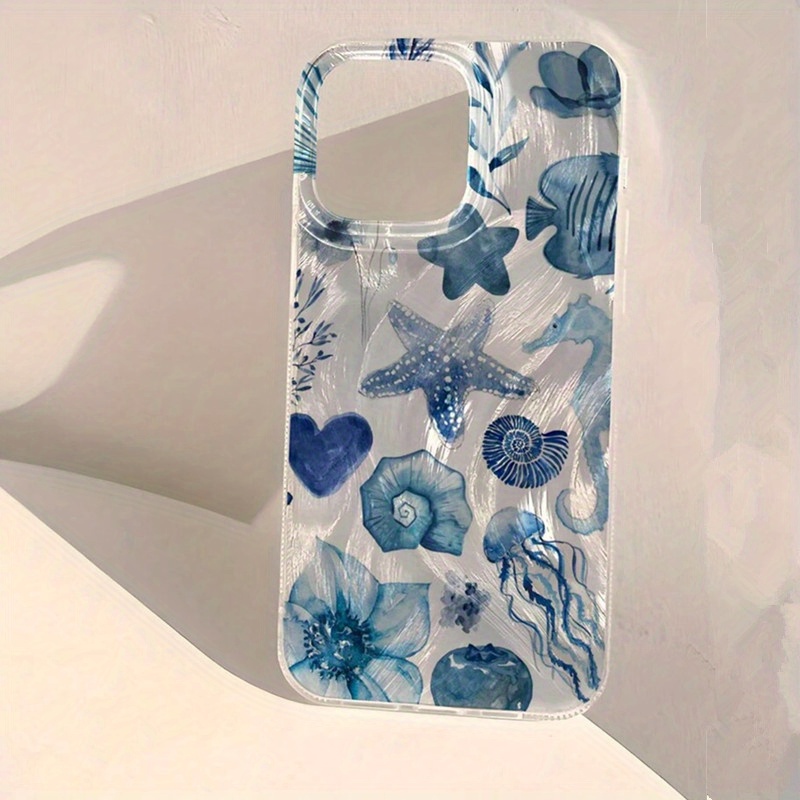 blue ocean element chiffon texture phone case Temu Germany