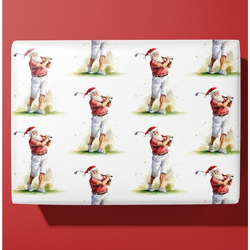 TEMU Wrapping Paper Featuring Santa Playing Golf, Measuring 58 By 23 Inches - Perfect For Gifts
