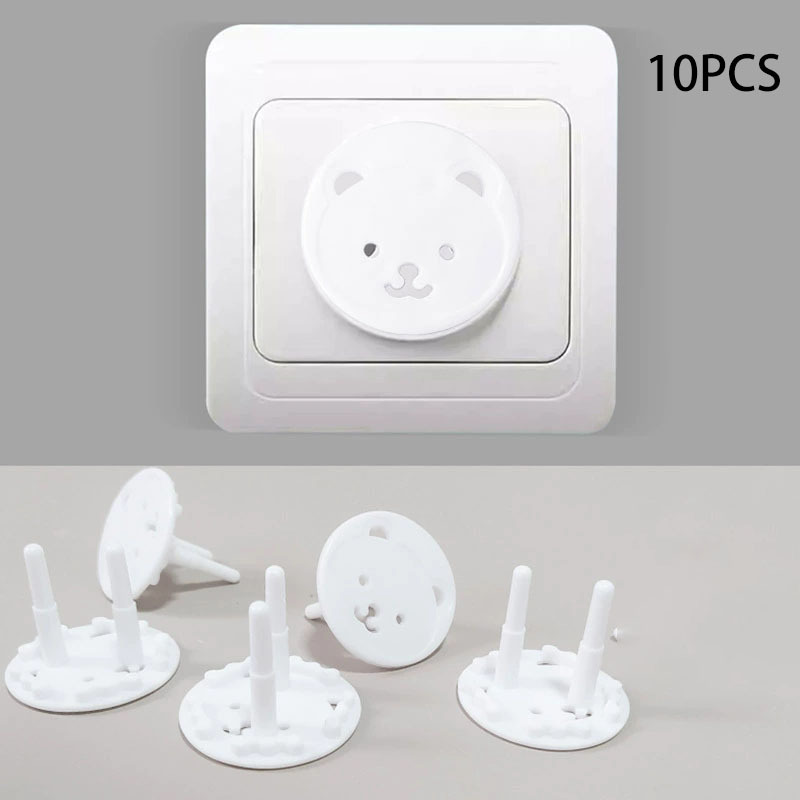 Image of 10pcs European Standard Automatic Recovery Socket Hole Protector, Socket Cover, Electrical Outlet Cover, For European Standard Outlet, Electrical Outlet