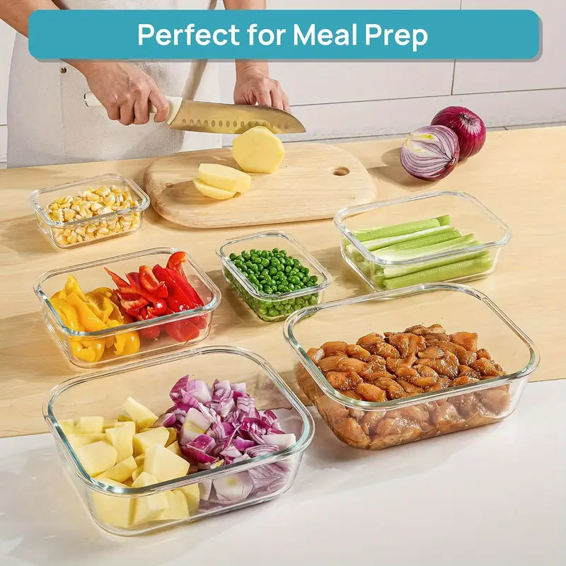 16pcs glass food storage container suitable for pre meal preparation sealed bento box kitchen refrigerator crisper with leak proof lock lid suitable for microwave lunch box oven refrigerator and dishwasher Product details 6