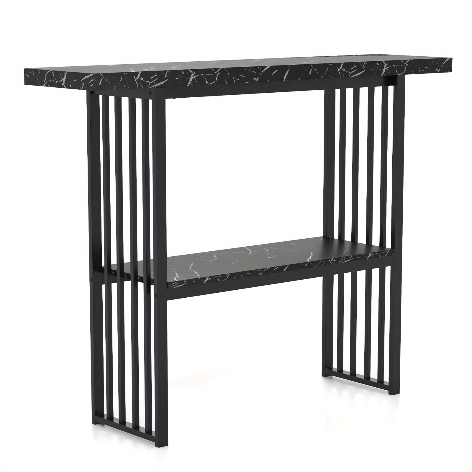 A 120 Cm Long Slim Console Table Featuring A And A Sturdy Metal Frame, Designed For Modern Living Rooms With 2 Levels Of Storage