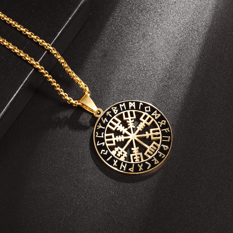 TEMU 304 304 304 304 Stainless Steel Nordic Compass Pendant Necklace Men Women Amulet Jewelry Gift