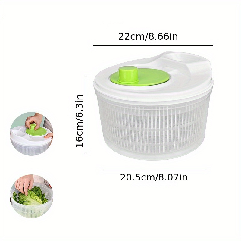 Secador Manual de Verduras y Frutas con Cesta Filtro - Centrifugadora Rápida y Eficiente para Ensaladas, Plástico Duradero Verde y Blanco, Sin Necesidad de Electricidad, Aparato Compacto para Cocina Doméstica, Diseño User-Friendly