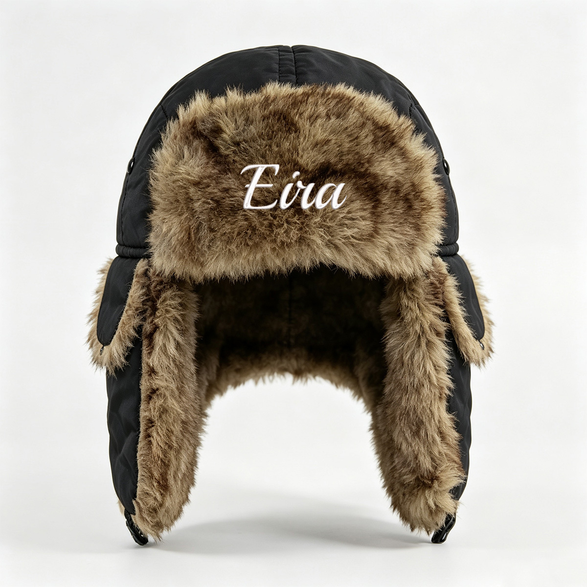 TEMU Bonnet Trapper Brodé sur Mesure pour Homme et Femme, Bonnet Trooper d'Hiver Personnalisé avec Nom, Bonnet de Ski Chaud à d'Oreille pour Temps
