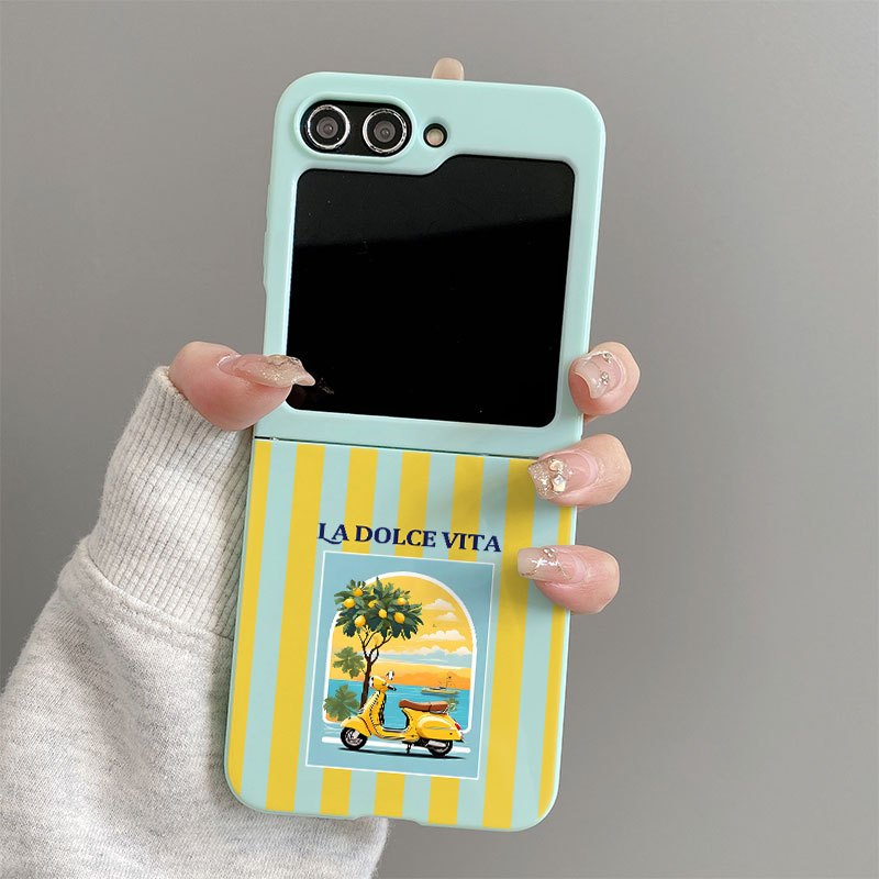 TEMU Coque de téléphone - F6463 Album Jaune Été Citronnier Motif Vert TPU pour Samsung Pliable Couverture Complète Anti-Chute pour Samsung Galaxy Z