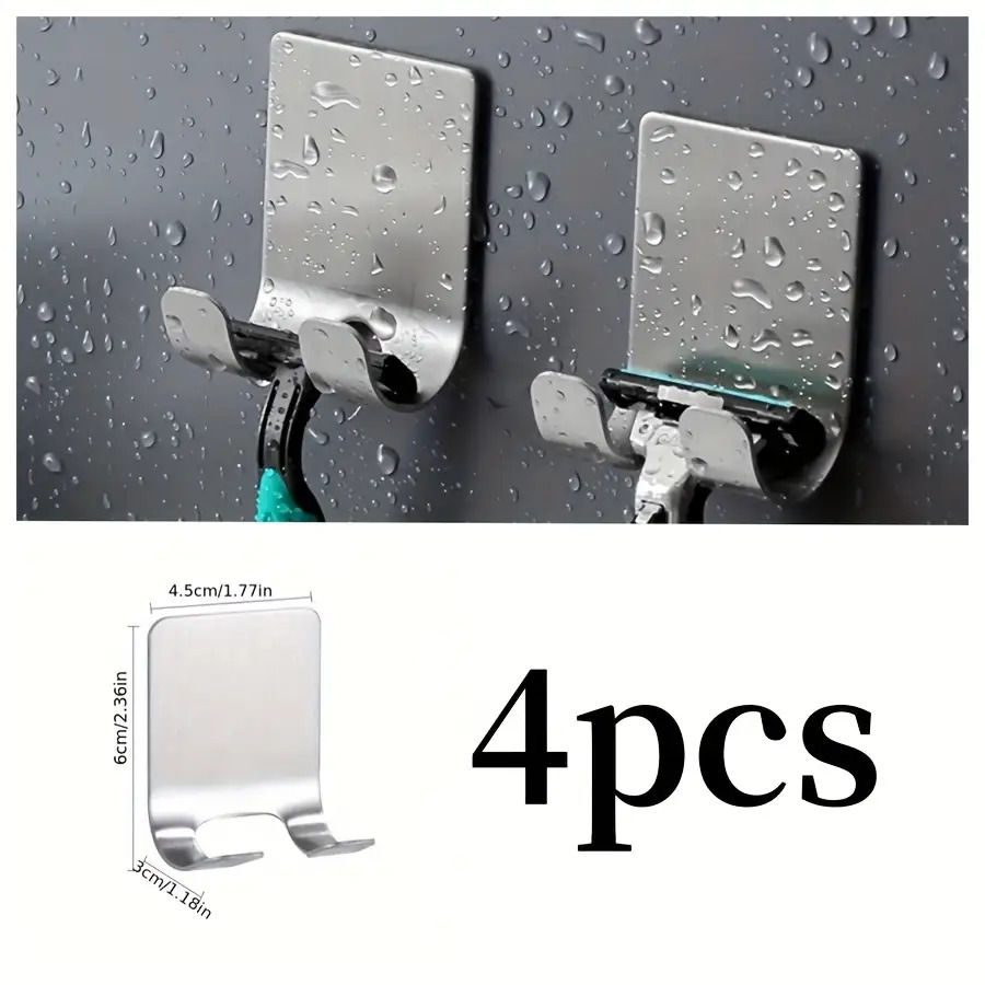 TEMU 4pcs Stainless Steel Blade Holder, Wall Mountable, No Drilling Required. Suitable For Storing Men's Razors, Modern Wall-mounted Racks Are