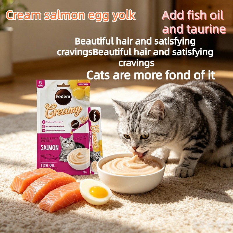   creamy salmon egg yolk cat sticks high moisture cat treats with   for   and   support Product details 2