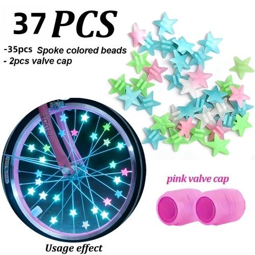37pcs luminous spoke wheel lights and caps set glow in the shaped wheel hub decorations suitable for night riding wheel decor and as a holiday gift for cycling enthusiasts version
