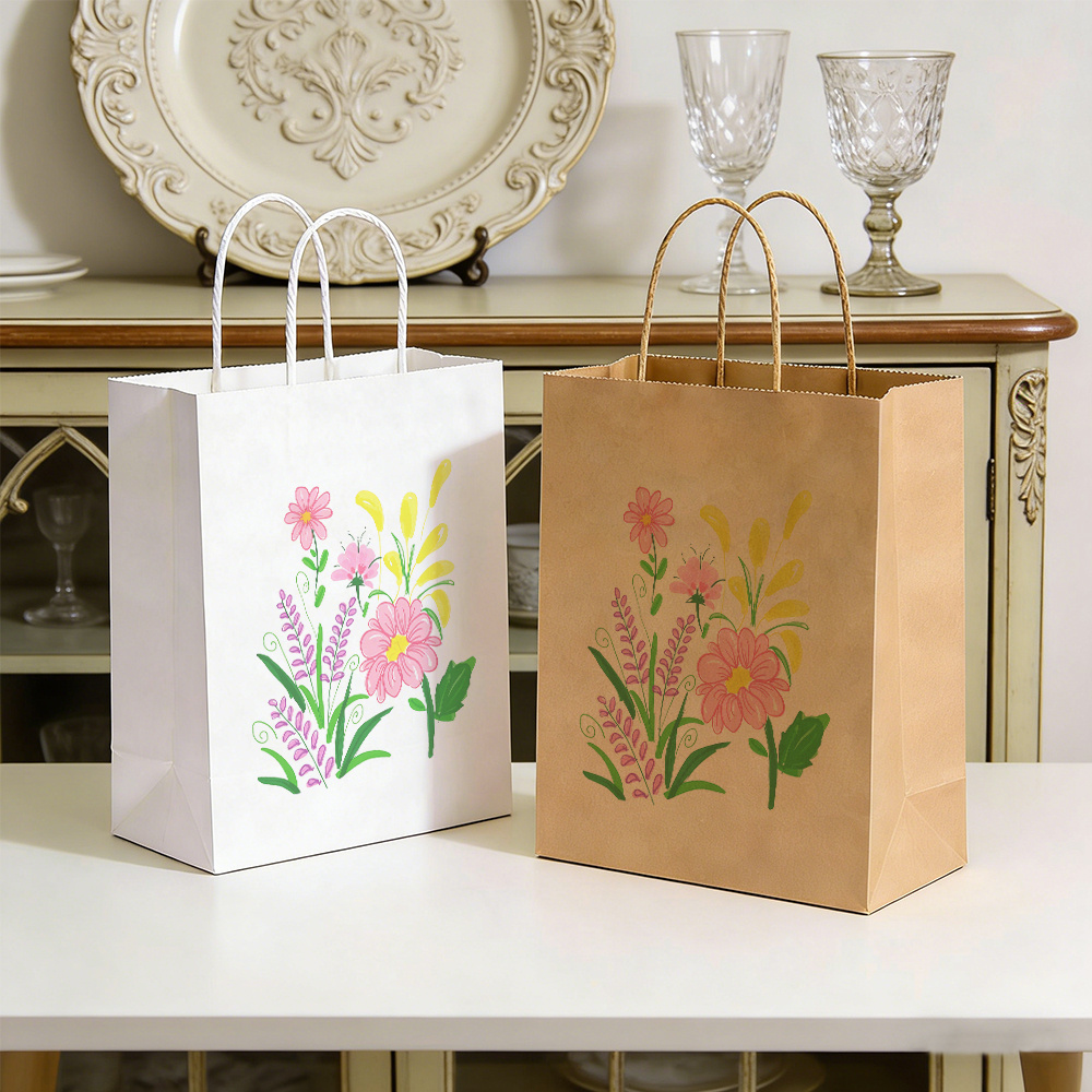Thickened Printed Gift Tote Bag with Vibrant Floral Print