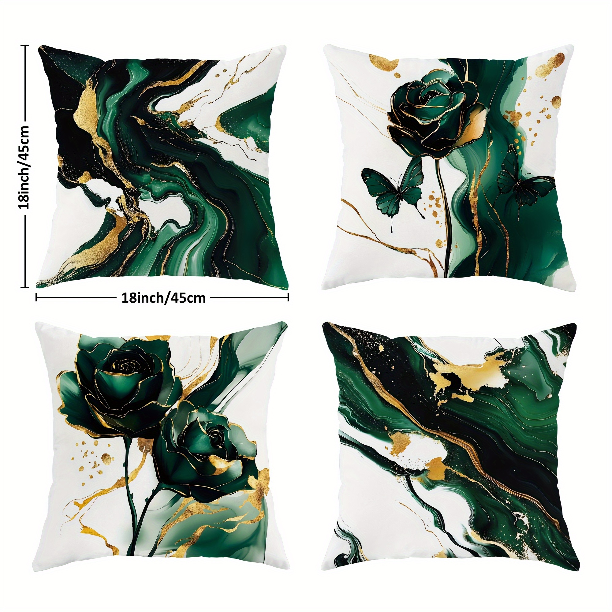TEMU 4pcs Set, Modern Short Plush Pillowcases, Abstract Marble Rose And , Soft Decorative Pillow Covers With Zipper, Machine Washable, Polyester