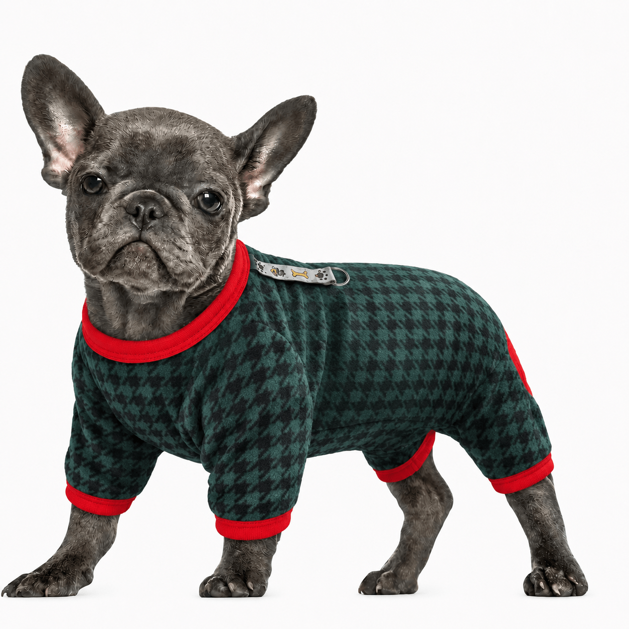 TEMU 1 pieza de pijama navideño para perro de patas, y , con estampado de renos, mono completo para cachorros con correa y anillo en D, ropa de
