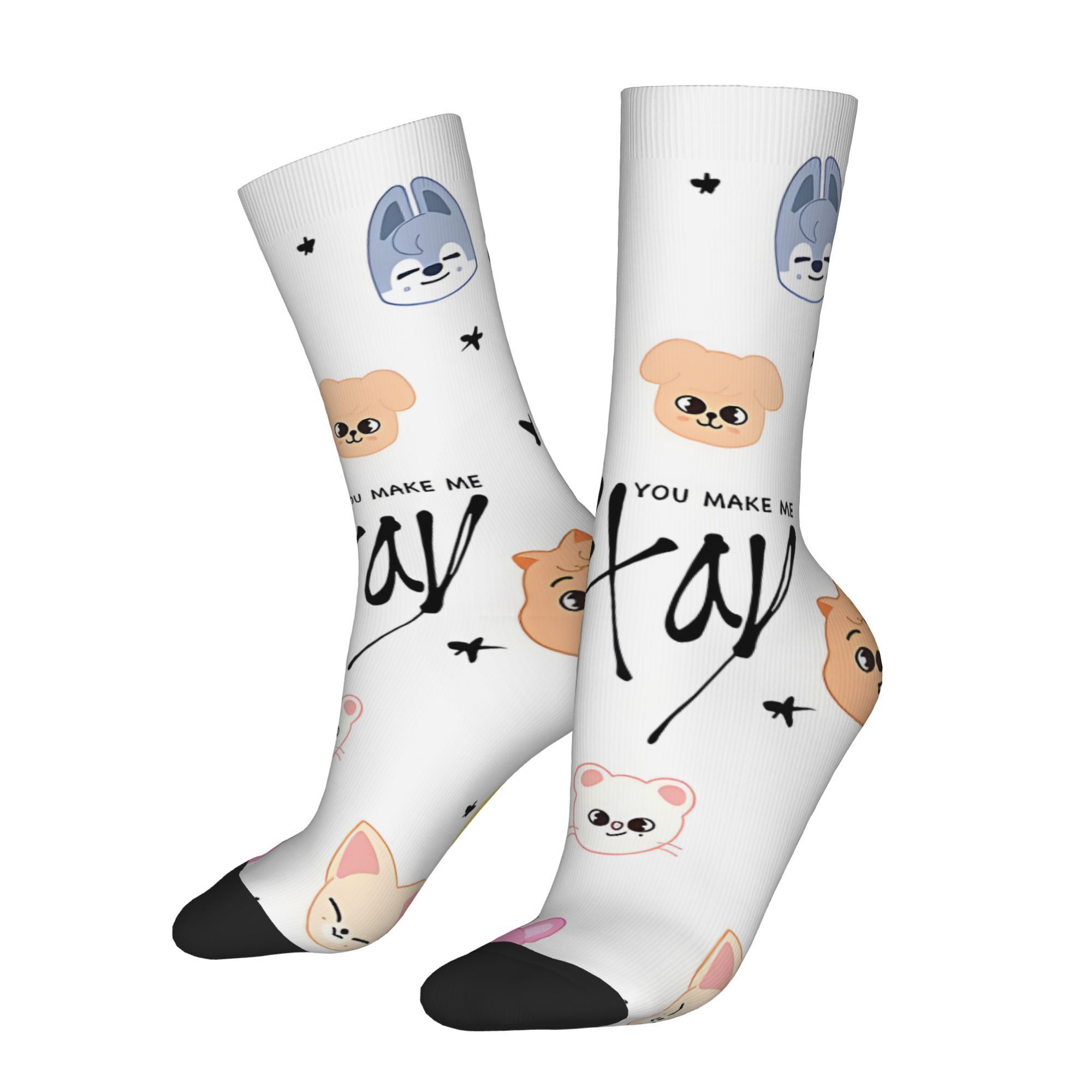 

'you ' Fun & Quirky Crew Socks - Vintage Style, Hip Hop Novelty Casual Wear, Polyester