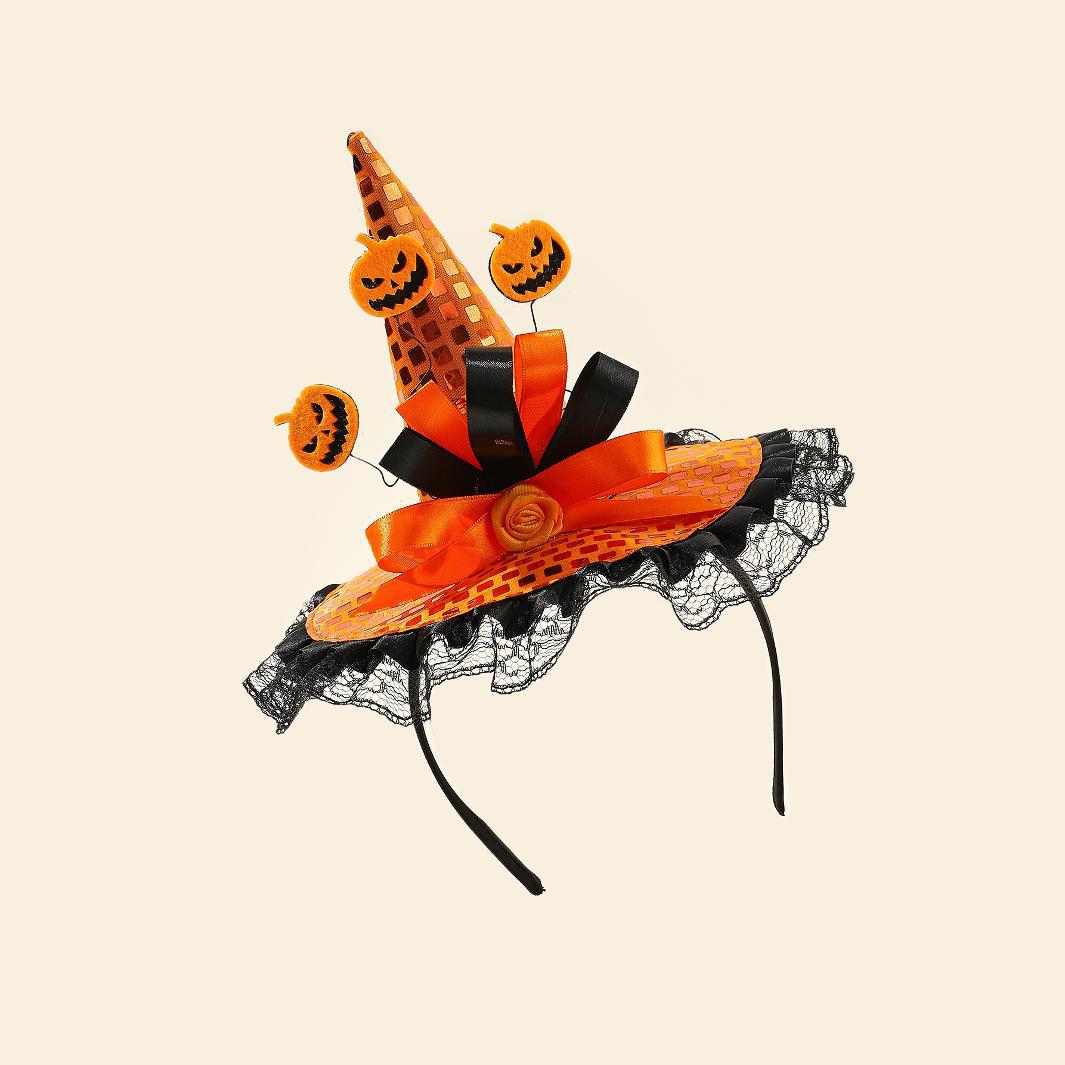 mini pointed   hat headband with lace bow bow accent suitable for halloween themed parties lace bow mini pointed for dress up   costume for