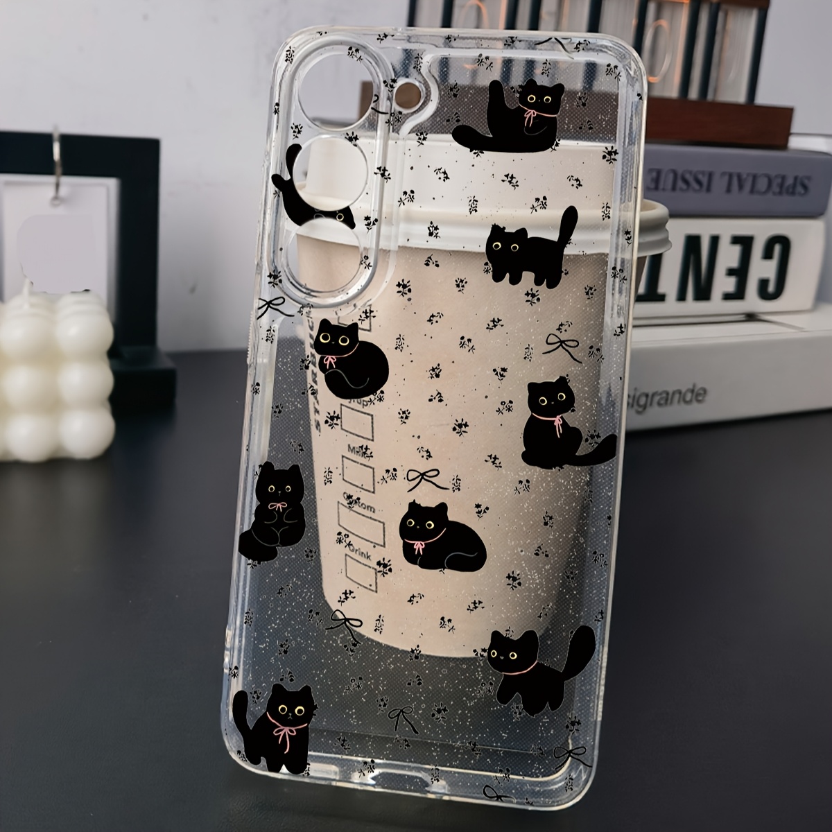 black cat phone case sold on Temu United States