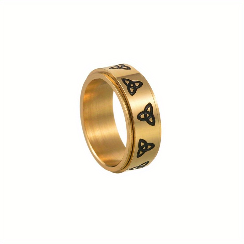 stylish titanium steel spinner ring with triangular   unisex rotating stress relieving ideal for casual attire gifting on valentines easter st patricks day vacation accessory rotating ring durable construction without battery Product details 4
