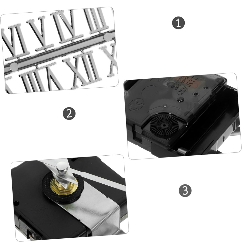 1 rinkinys tylaus nuskaitymo laikrodis - laikrodžio mechanizmas - metalinės rankenėlės, skirtas namų sieniniam laikrodžiui - romėniški skaičiai - sieninis laikrodis