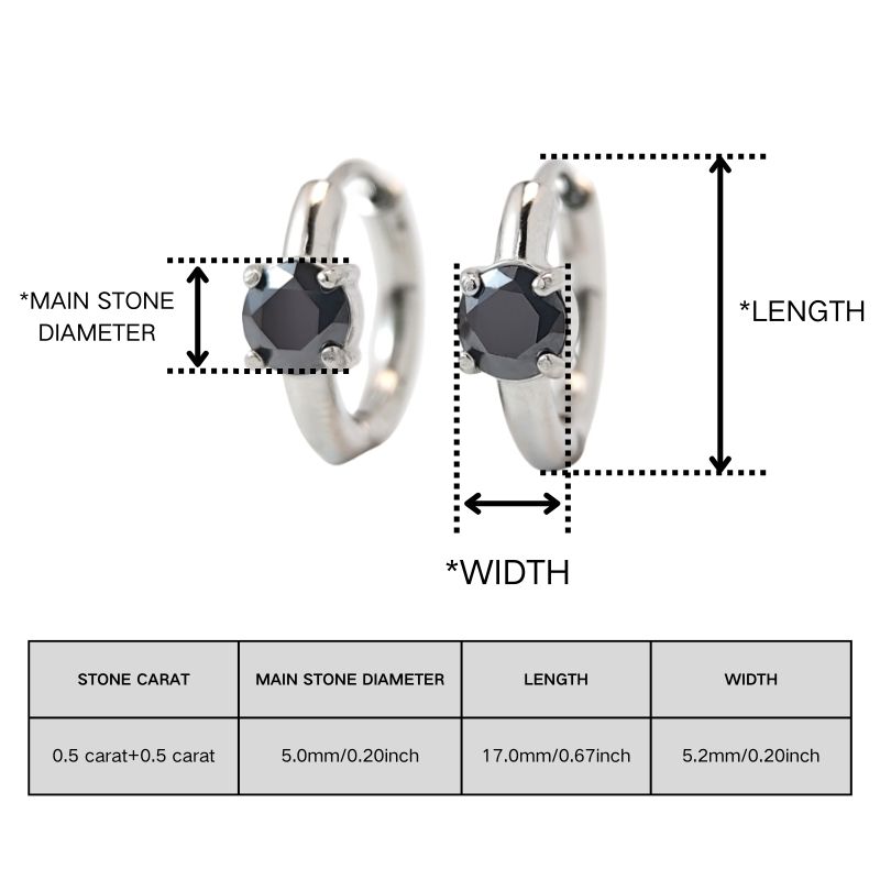 Women's Sparkling Round Cut Black Moissanite Stud Earrings