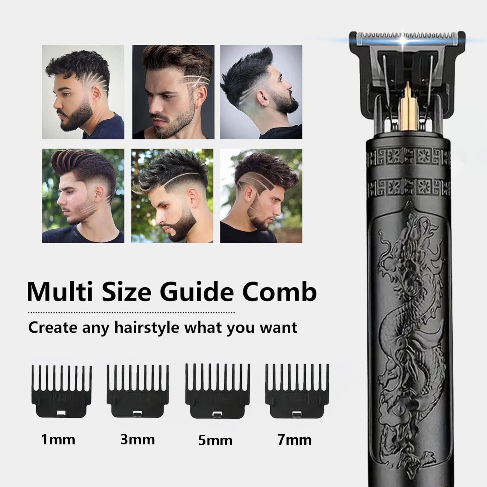 TEMU 1pc Set, 2pcs Set, 3pcs Set Professional Electric Hair Clipper Set, Electric Hair Clipper With Digital Display, Cordless Usb Charging, Hair
