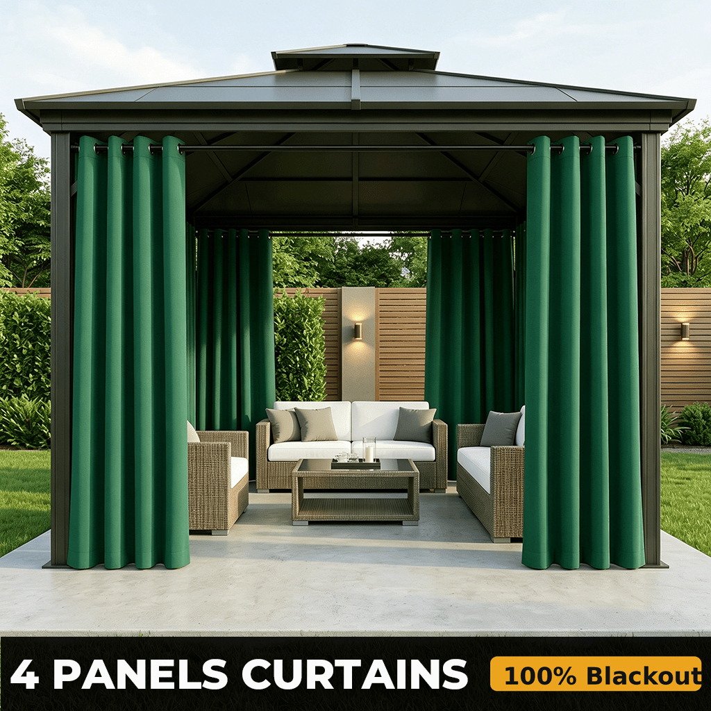 4 panels 100 blackout patio curtains heat insulation noise reduction privacy protection outdoor drapes waterproof windproof uv protection fade resistant weather resistant grommet   pergolas balcony yard gazebo for garden patio porch bedroom li