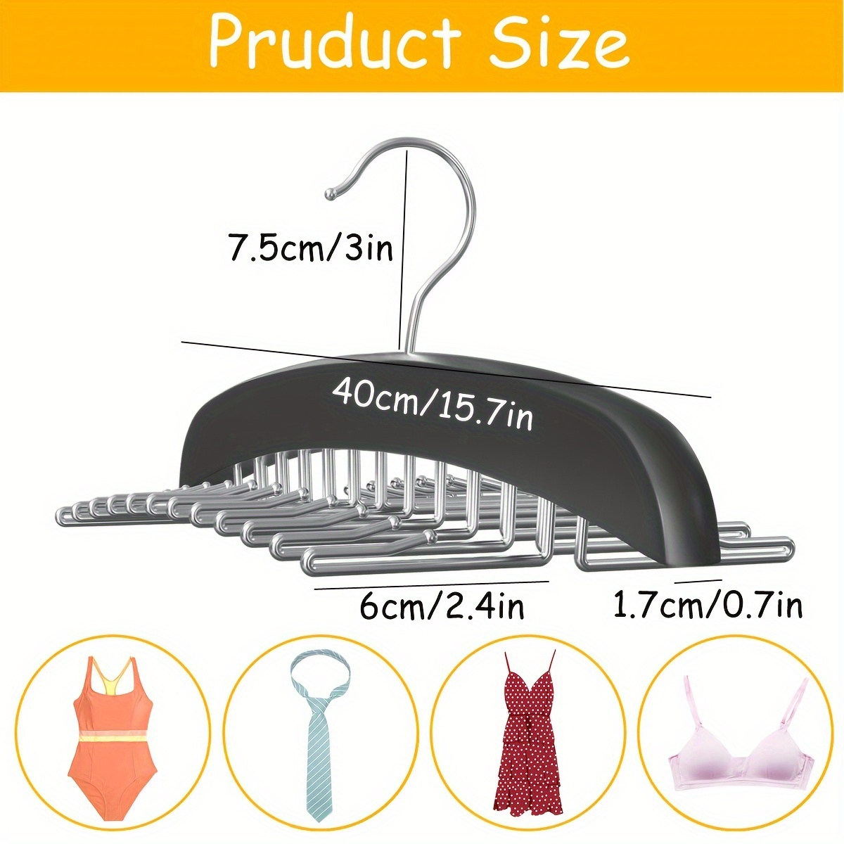 TEMU Appendiabiti in Metallo Antiscivolo con 24 Ganci e Barre a Righe Colorate - Organizzatore Salvaspazio per , Reggiseni, Cravatte & Accessori -