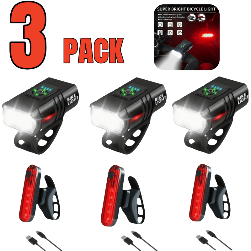 TEMU 3 Sets Of Bicycle Light Kits, Type-c Fast Charging, Front Lights With 6 + Rear Lights With 4 . This Safe And Portable Led Bicycle Light Kit Is