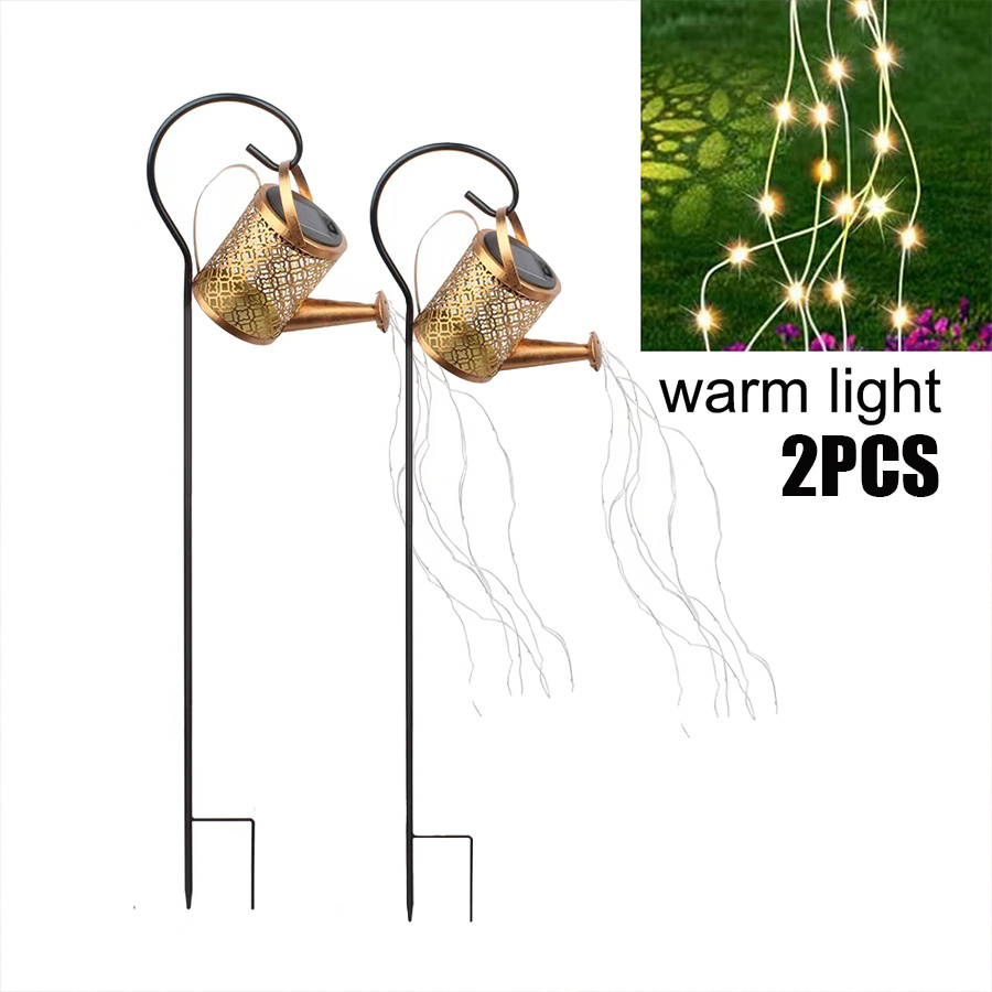TEMU 2 Stück Solarbetriebene LED-Teelichter mit Haken, Outdoor-Gartendekoration für Wege, Rasen, Terrasse & Veranda - Bezauberndes Gießkannen-Design