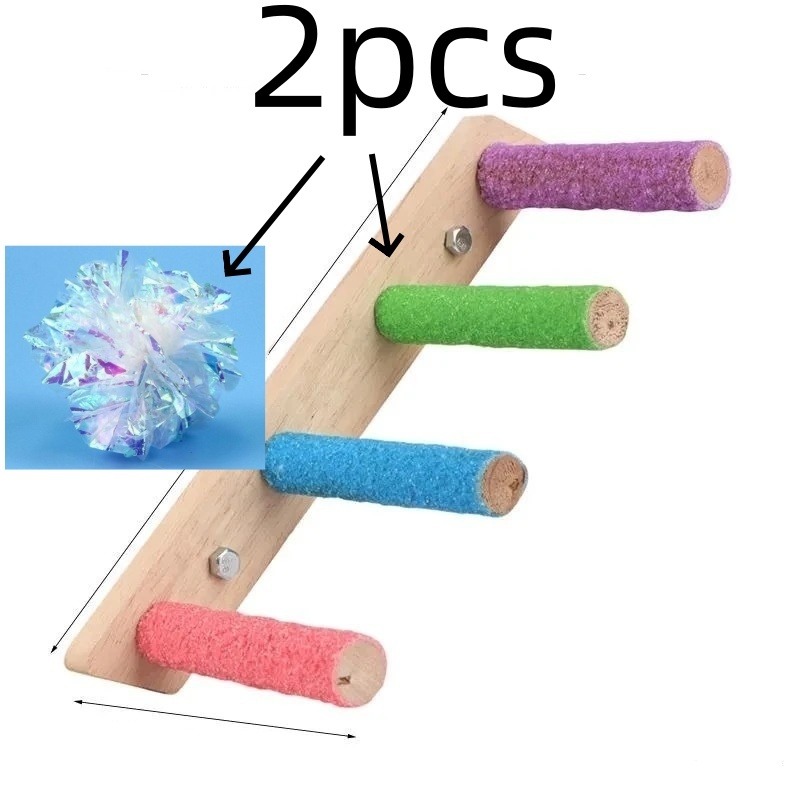 TEMU Random 2pcs Accessory From Multi-colors, Parrot Sanding Perch, Grinding Stand, Cockatiel Wood Stick Toy, Bird Cage Perch Accessory