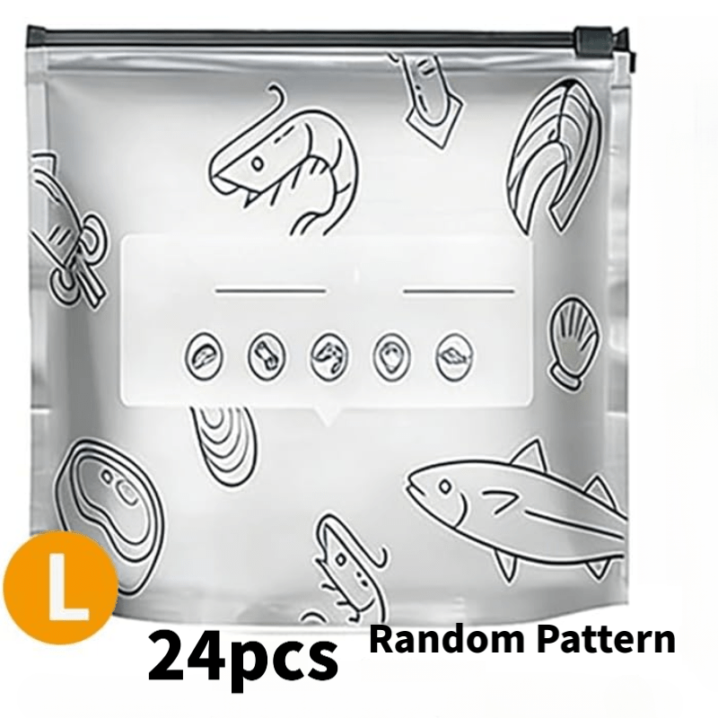 Image of 24pcs Reusable Large Aluminum Foil Storage Bags | Heavy Duty Freezer Safe Zipper Bags, Airtight & Leakproof For Fruits, Vegetables, Meat & Meal Prep