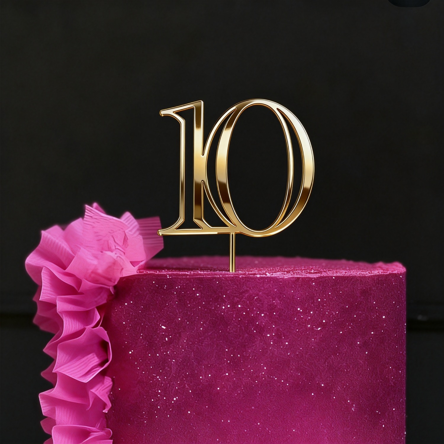 Image of 1pc Golden Acrylic 10 Cake Topper, 10th Birthday Decor, Ten Cake Topper For Kids Girls Boys, Happy 10th Cake Insert Pick, For Easter Mothers Day Graduation No Batteries,halloween, Christmas