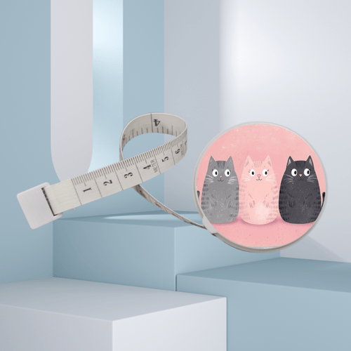 uma e portátil com um design adorável de gato rosa, oferecendo escalas s e imperiais. esta régua de 78.74 é e para dimensões corporais como cintura e busto. é ideal para costura e alfaiataria.