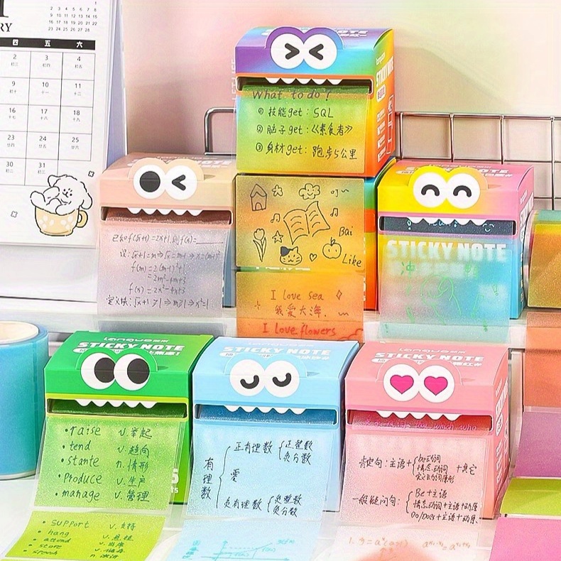 105 Sheets Pearl Self-Adhesive Sticky Notes, Pull-Out Transparent Memo Pads for School and Office Supplies