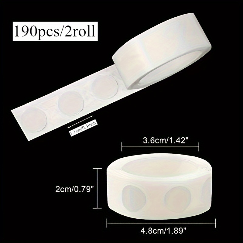 TEMU 190/475/950 piezas de puntos de pegamento redondos, 11 mm/0.4 pulgadas de diámetro, son muy adecuados para pegatinas transparentes de póster,