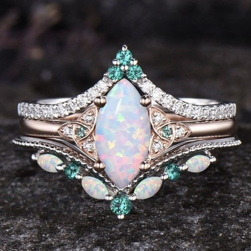 Image of Marquise Women'-piece Ring Wedding Ring Ladies Engagement Ring Set Ring Women's Party Jewelry Gift