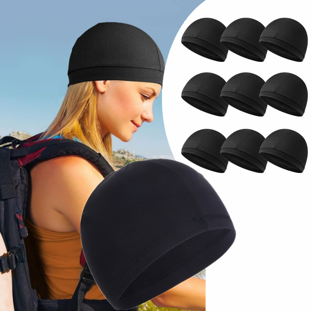 

9pcs Sports Knit Skull Cap Beanie, 100% Polyester, Sweat Wicking Helmet Liner, Breathable , For Cycling, Motorcycle Riding, Skiing, Running