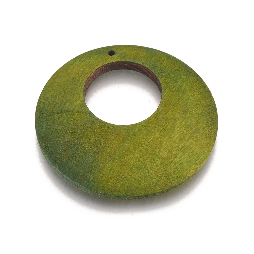 Flat Round Wood Big Pendants, 5pcs Set for DIY Jewellery